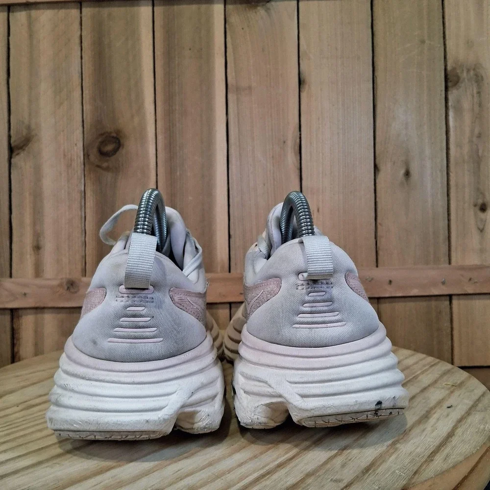 Hoka One One Bondi 8 Shoes Womens 7.5 B Pink Running Athletic Sneakers 1127952